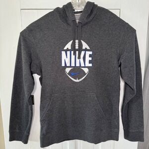 Vintage Nike Football Hoodie Men's Small Gray Pullover Sweatshirt Embroidered